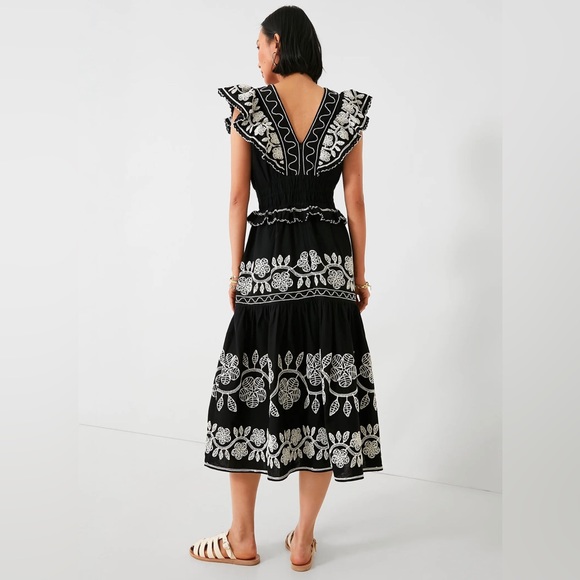 Sea New York Black and White Embroidered Midi Dress - Picture 2 of 12